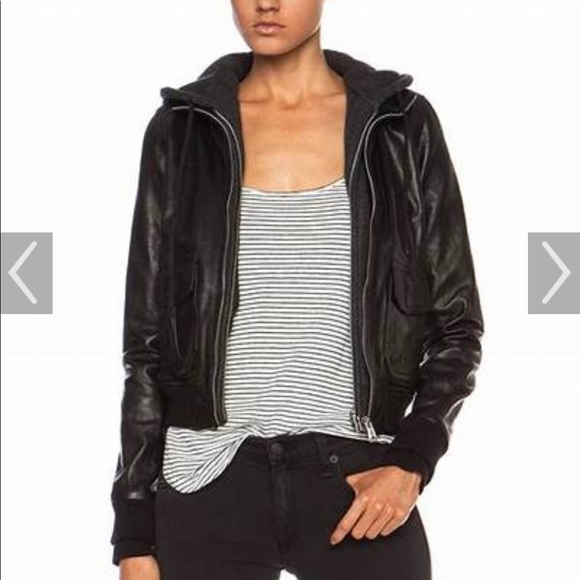 R13 Jackets & Blazers - R13 Hooded Flight Leather Bomber Jacket. Size S.